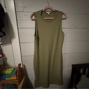 Nine West Sage Green Ribbed Midi Dress